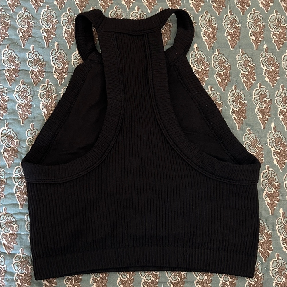 Black Ribbed High Neck Top - Picture 3 of 3